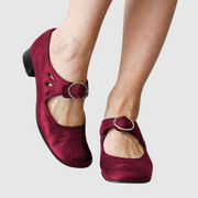 Women's Mary Jane Shoes Buckle Strap Round Toe Block Heel Style